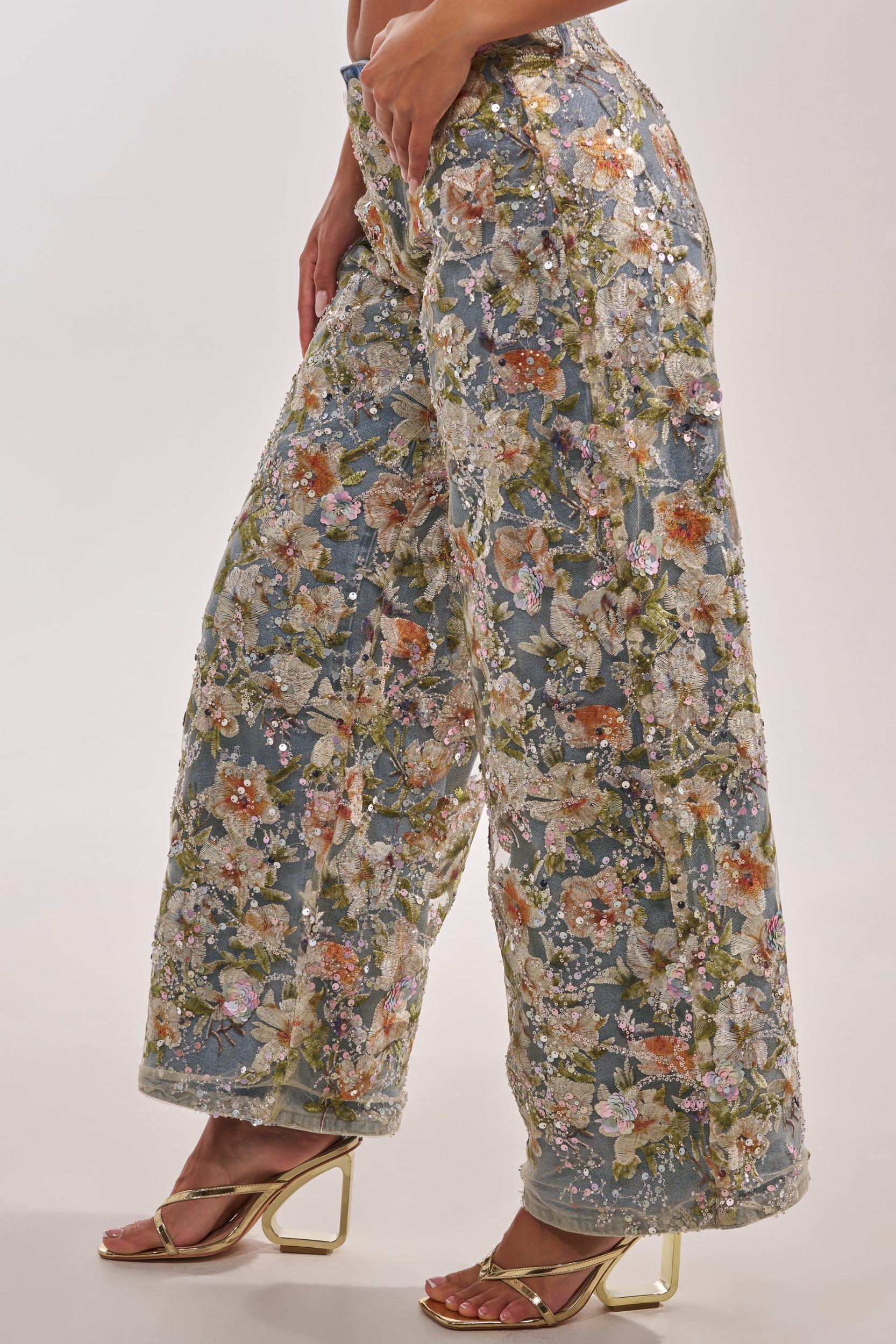 IRIS RELAXED DENIM WITH FLORAL OVERLAY Product Image
