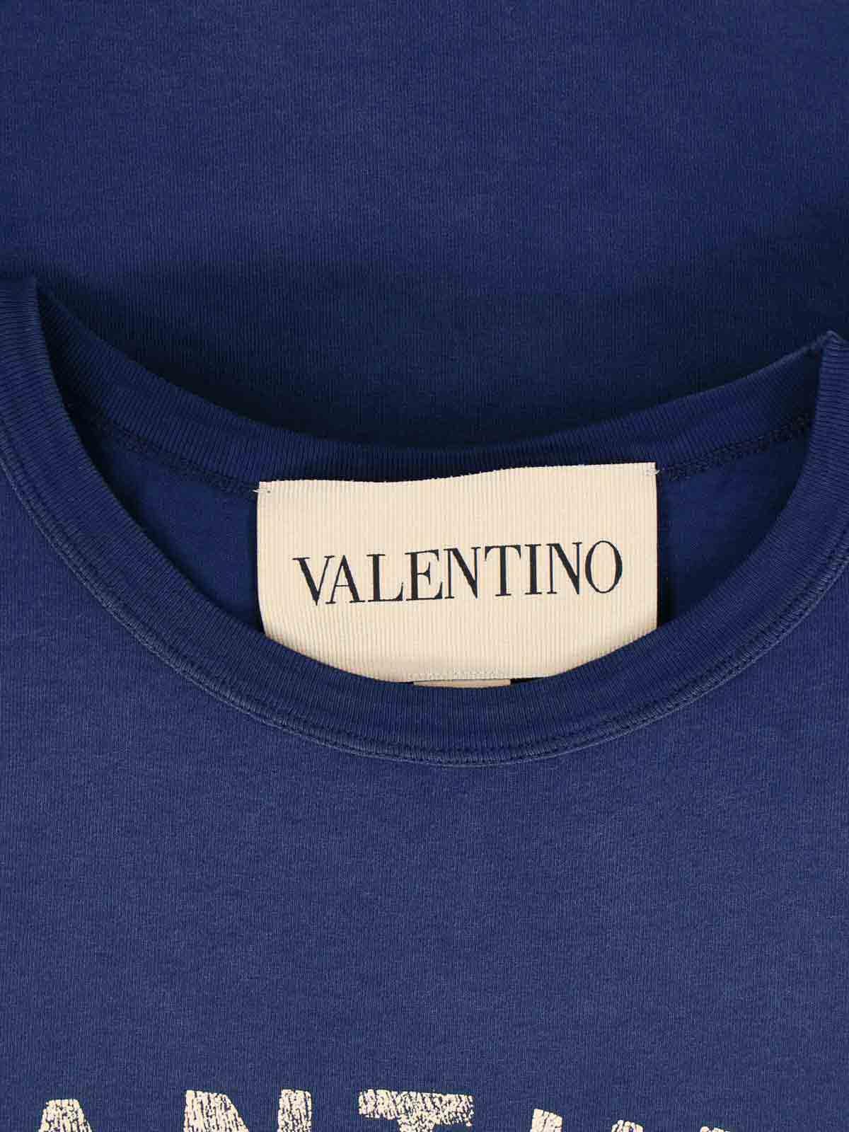 VALENTINO Garavani Navy Cotton T-shirt In Blue Product Image