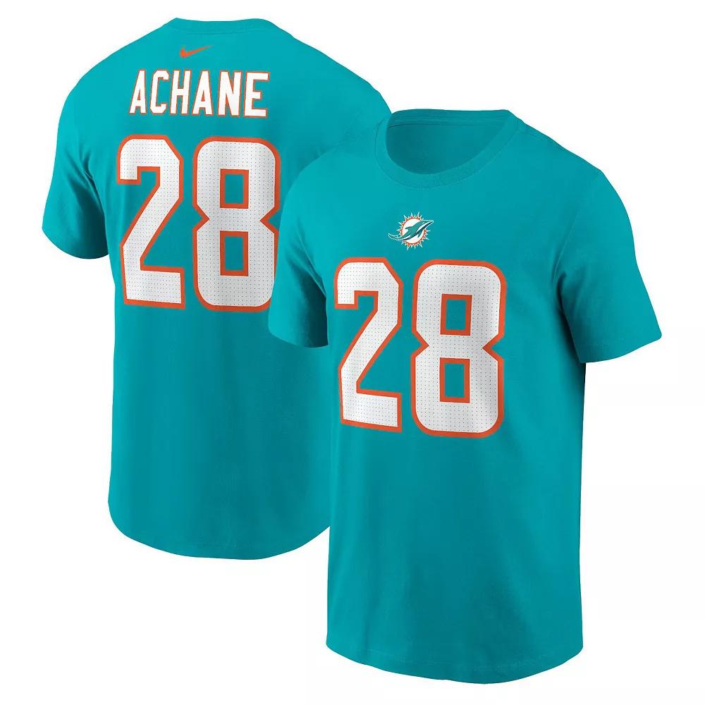 Men's Nike De'Von Achane Aqua Miami Dolphins Player Name & Number T-Shirt,  Product Image