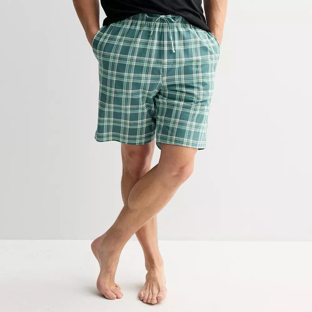 Men's Sonoma Goods For Life® Knit Pajama Shorts, Size: Medium, Green Check Product Image
