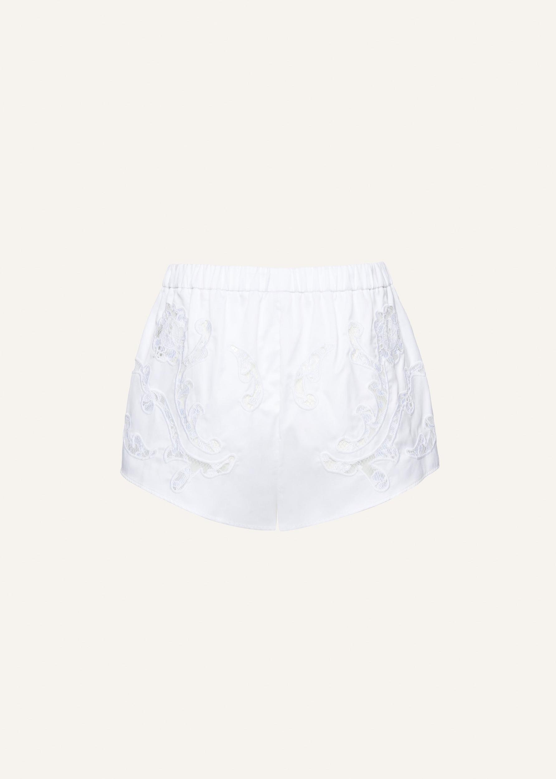 Lace embroidery cotton shorts in white Product Image