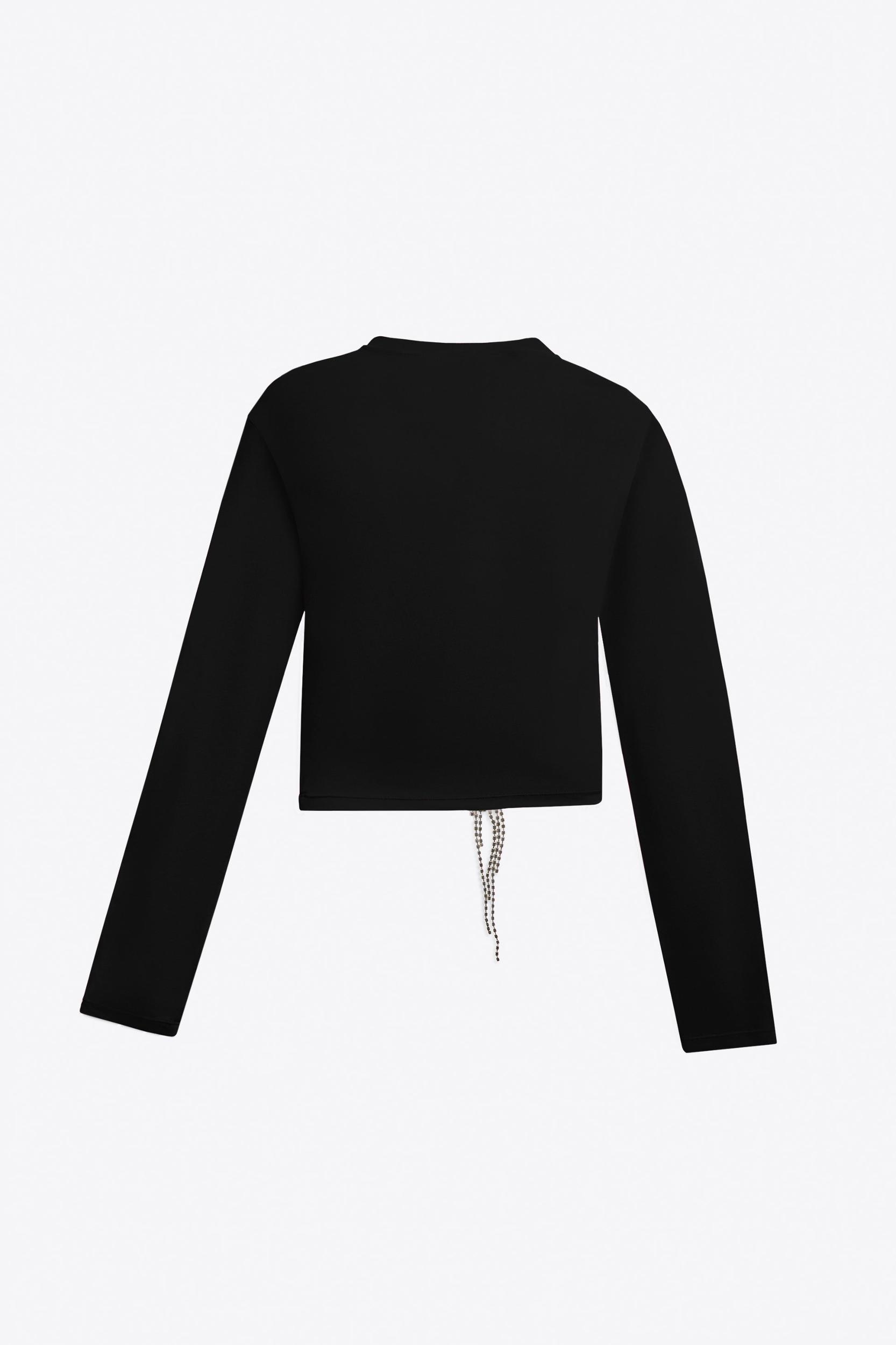 Crystal Flower Draped Long Sleeve Top Product Image