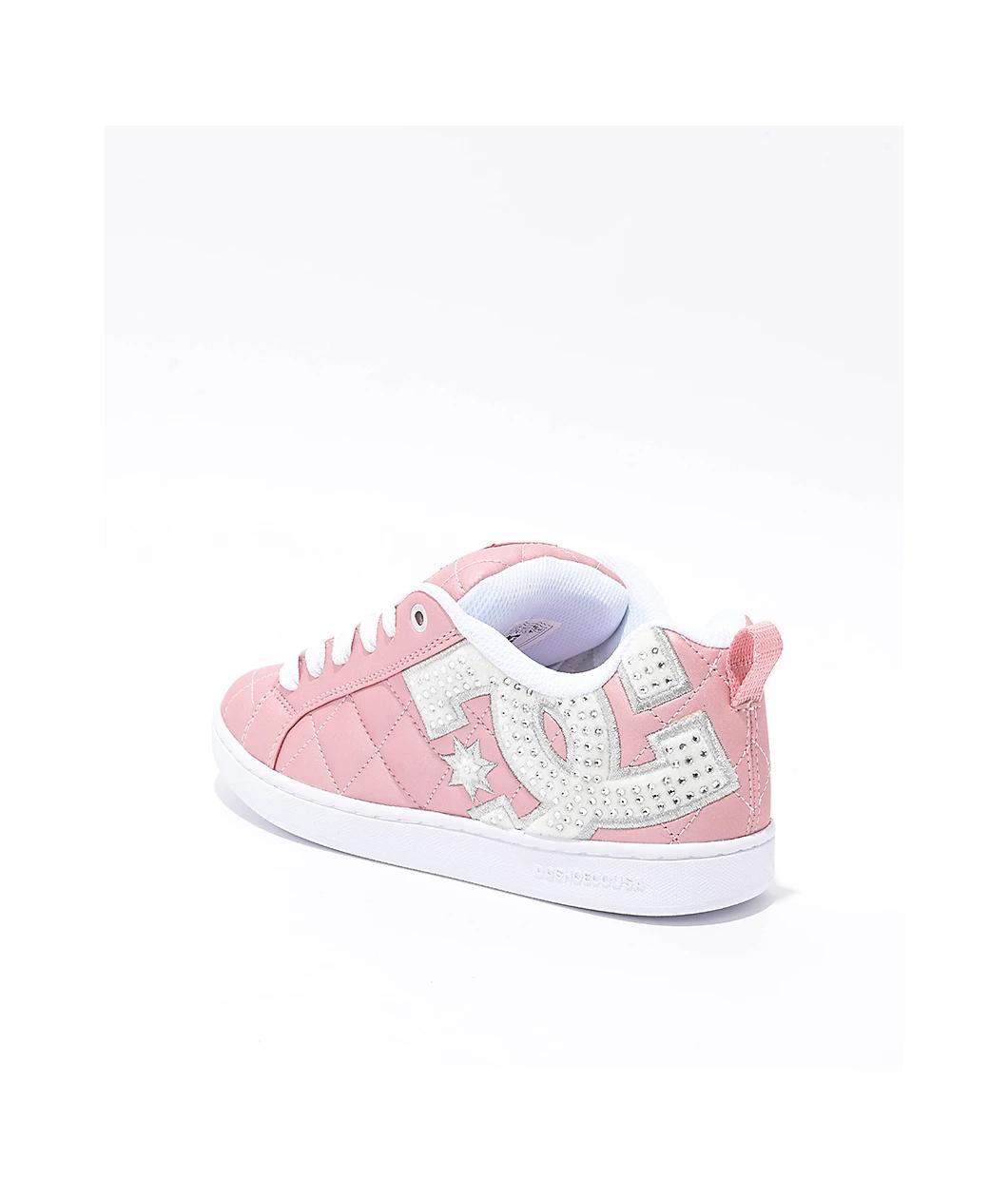 DC Court Graffik SE Pink & Silver Skate Shoes Product Image