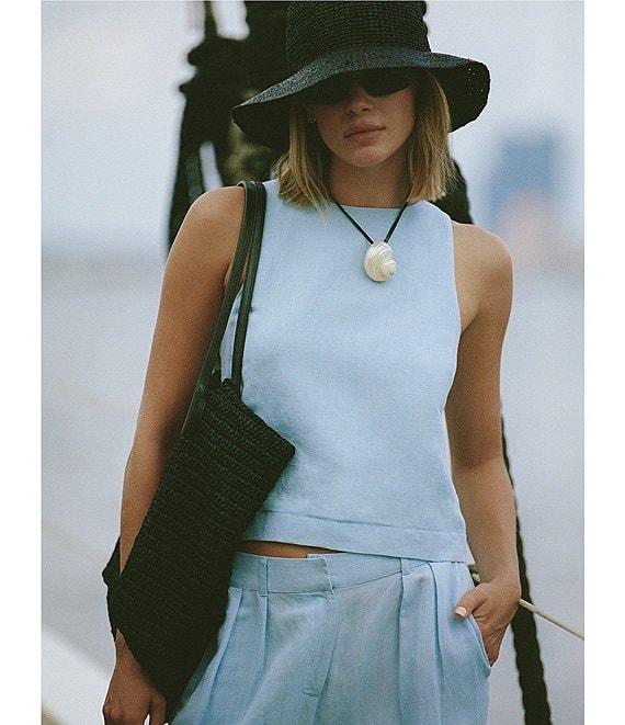 French Connection Birdie Linen Boat Neck Sleeveless Coordinating Top Product Image