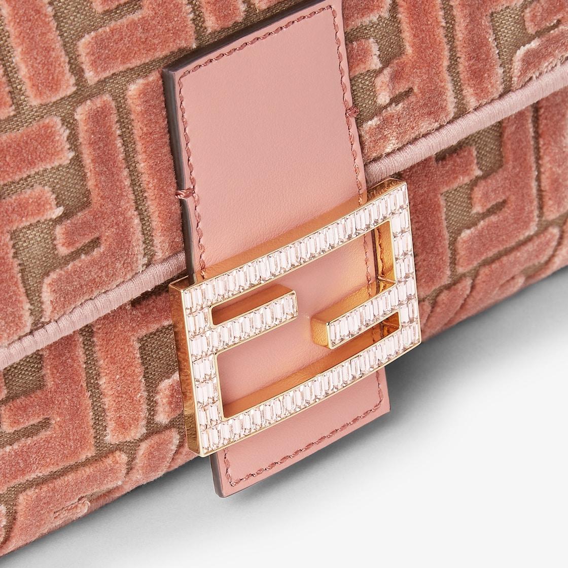BaguettePink FF jacquard velvet bag Product Image