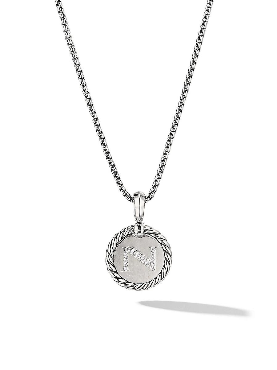 Womens Initial Charm Necklace in Sterling Silver Product Image