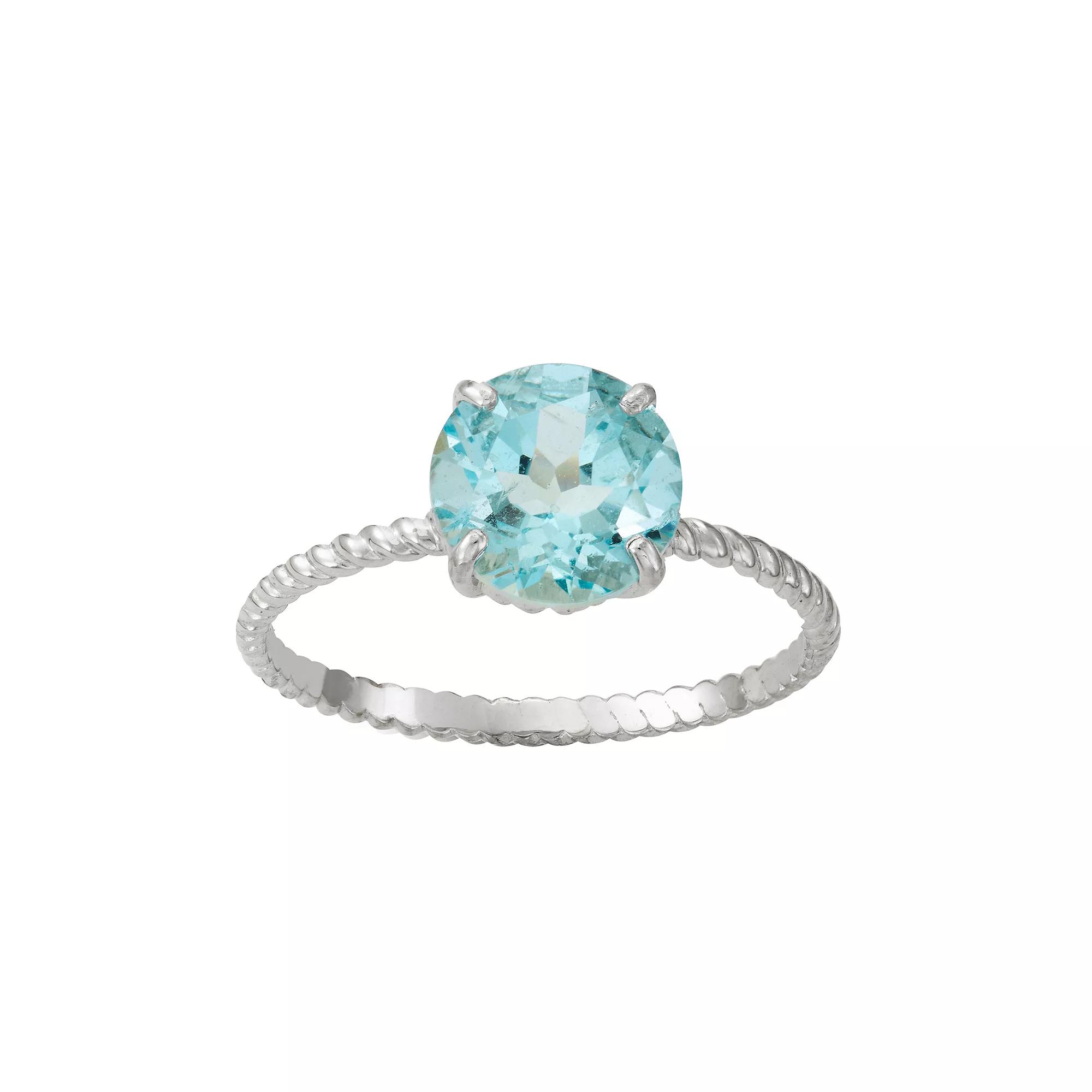Tiara 10k White Gold Aquamarine Twist Ring, Women's, Size: 7, 10k Whgold Product Image