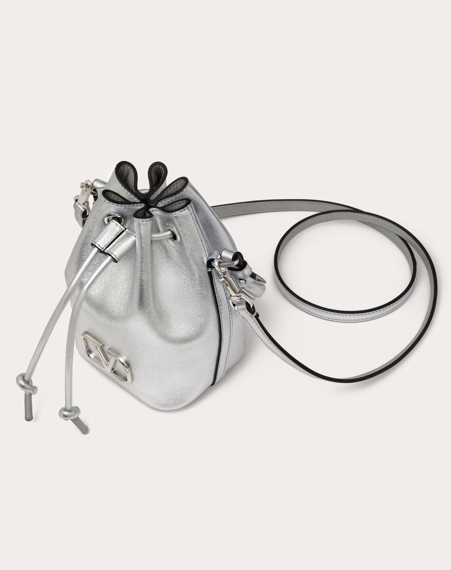 Mini Vlogo Signature Bucket Bag In Metallic Nappa Leather Product Image