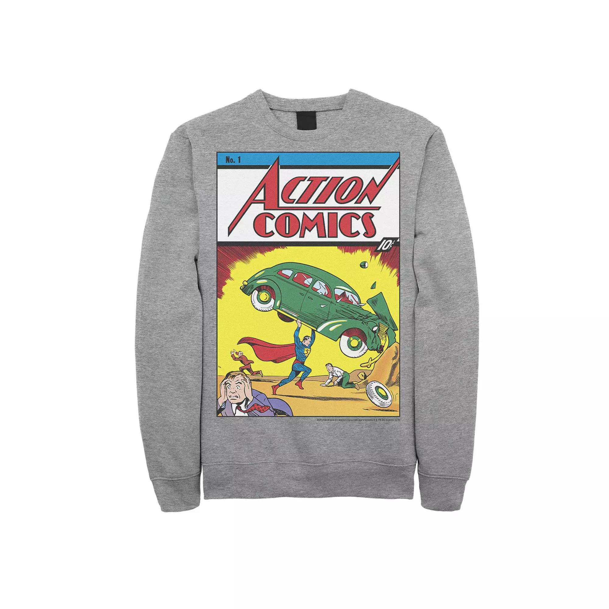 Men's DC Comics Superman No.1 Comic Cover Sweatshirt, Size: Small, Athletic Grey Product Image