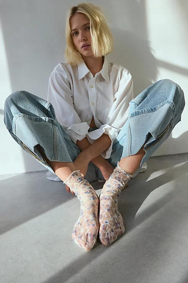 Floral Lace Scrunch Sock Womens at Urban Outfitters Product Image