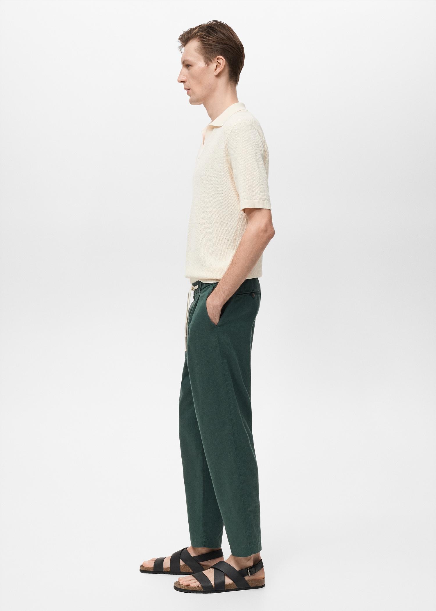 Slim-fit pants with drawstring - Men | MANGO USA Product Image