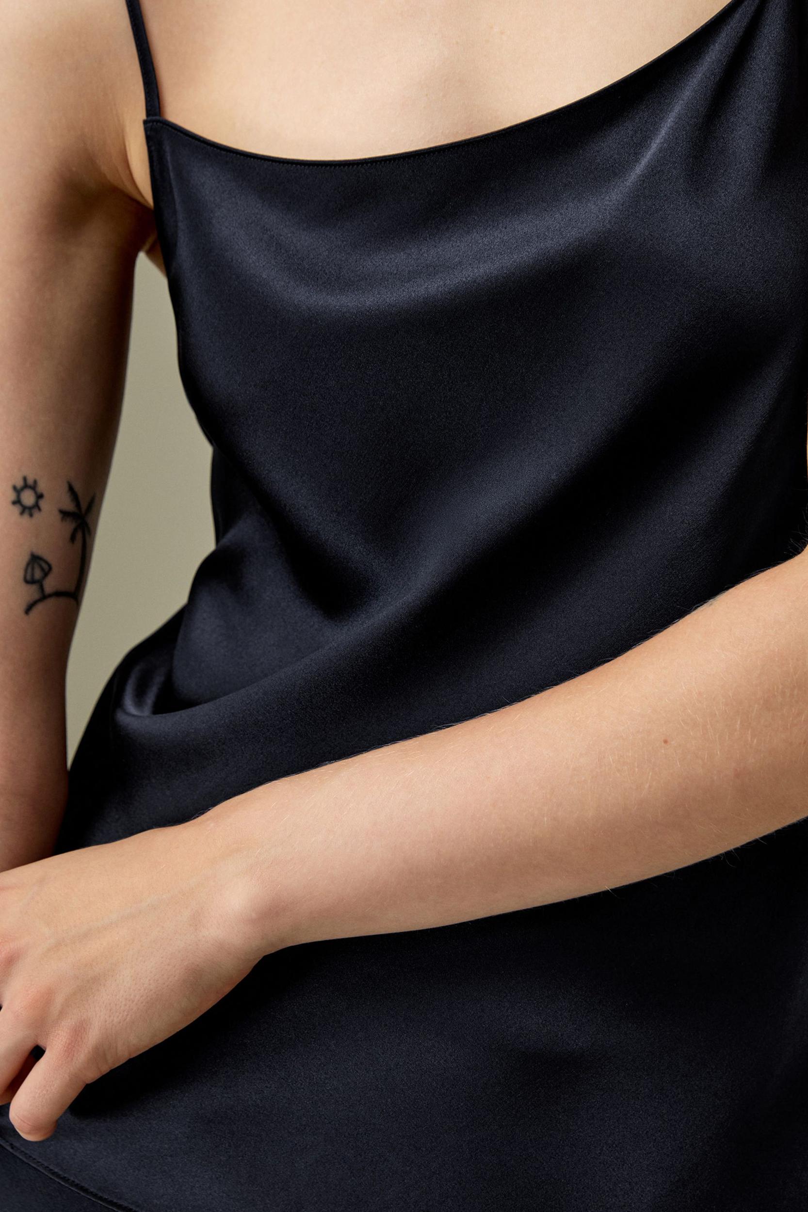 LILYSILK Womens Silk Camisole Tops - Midnight Blue Heavy Silk - Chic Double-Faced Top Petite XS Product Image