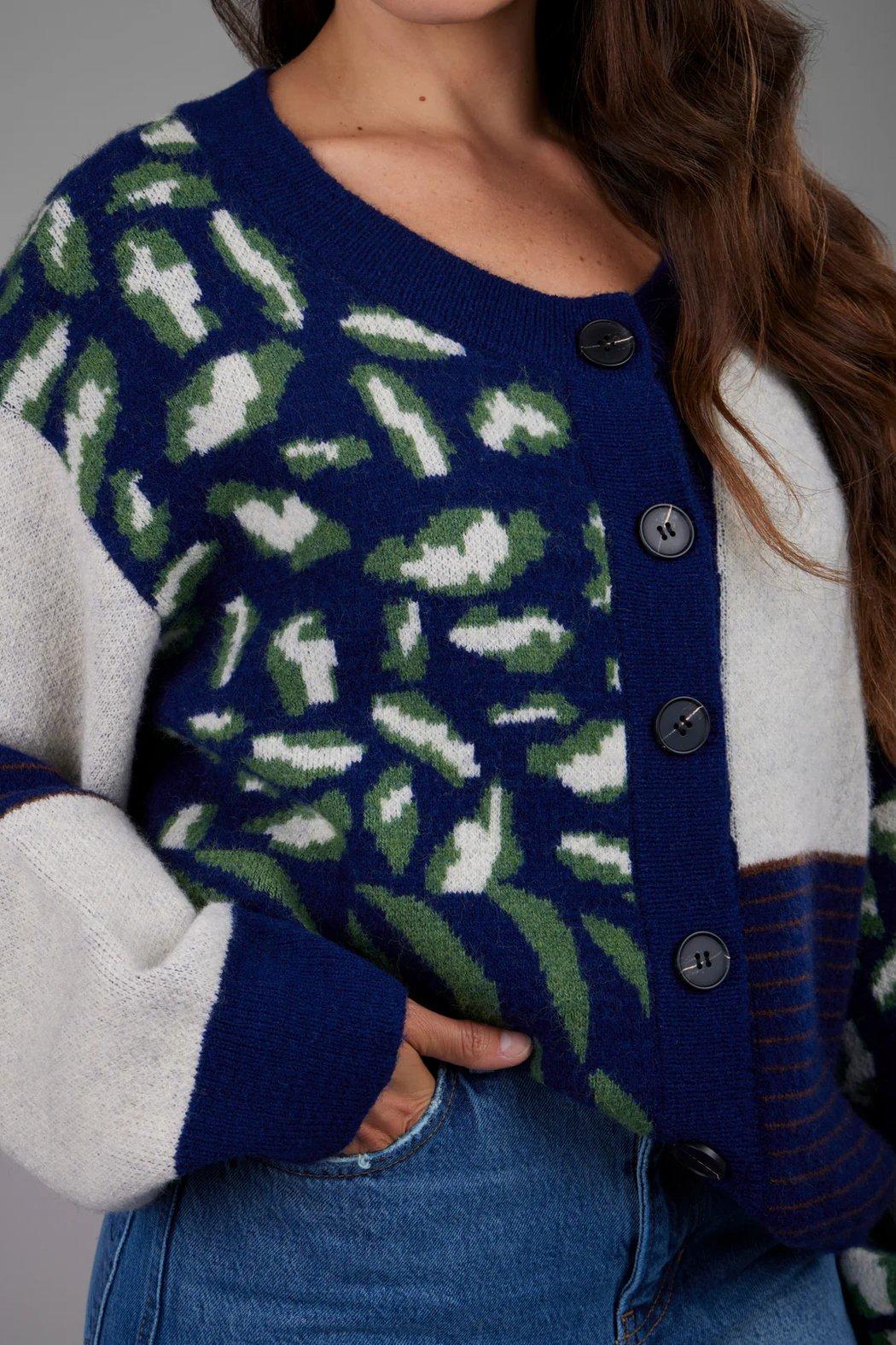 Multi Patterned Tie-Back Cardigan Product Image