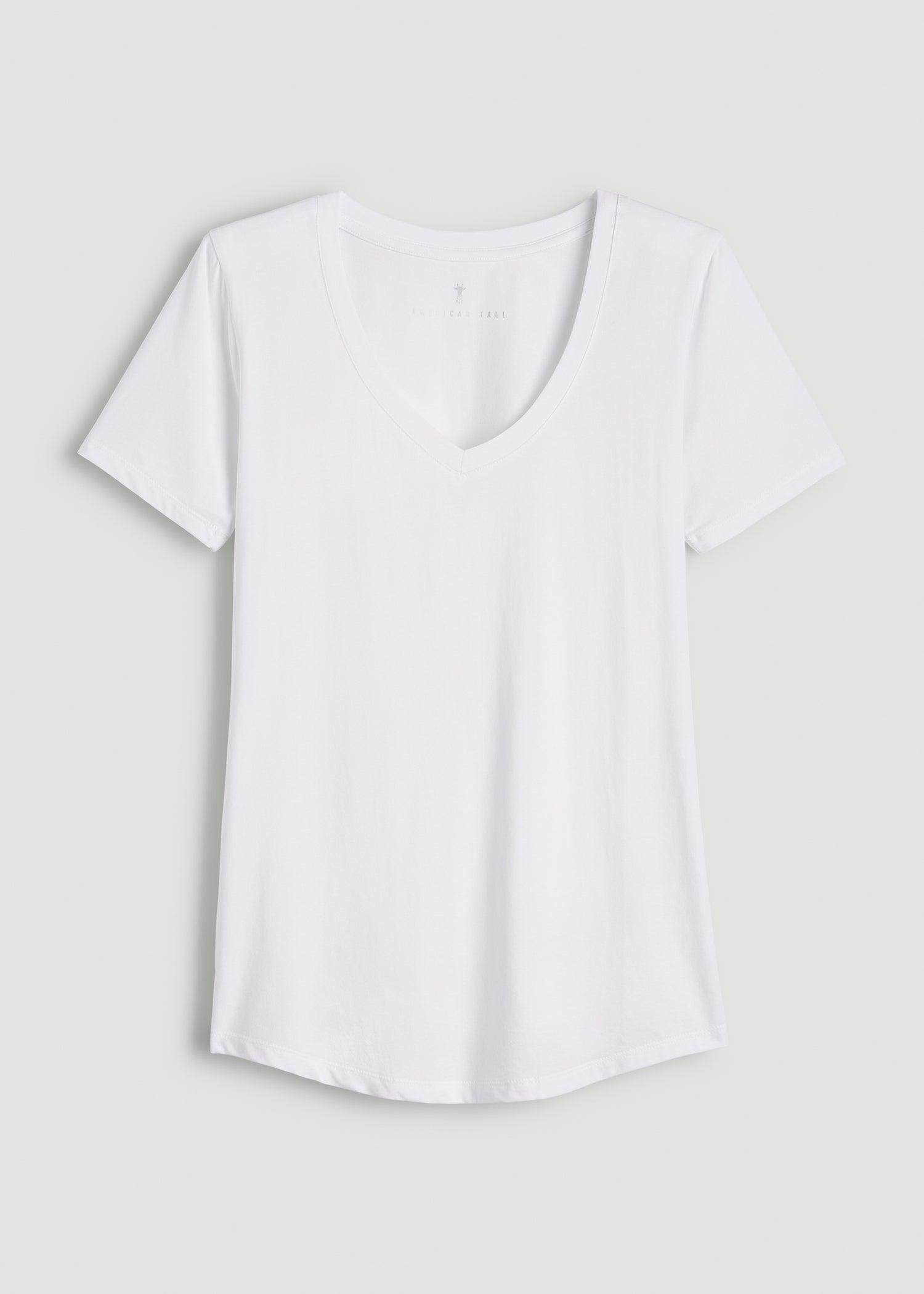 Scoop V-Neck Tee for Tall Women in Ecru Female Product Image
