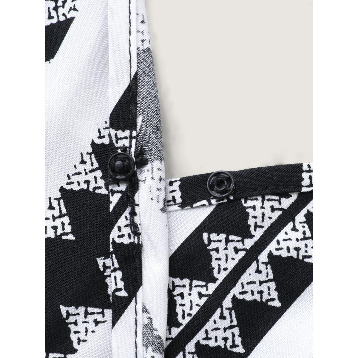 Plus Size Geometric Stripe Shirred Cami Midi Dress WhiteSmoke Women Slit V-neck Sleeveless Curvy BloomChic 10/M Product Image