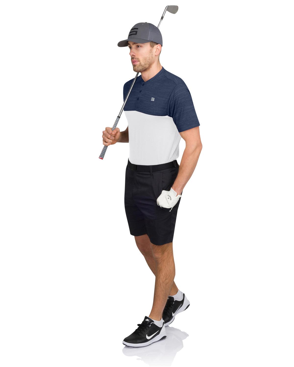 Three Sixty Six Two Tone Collarless Golf Polo Male Product Image