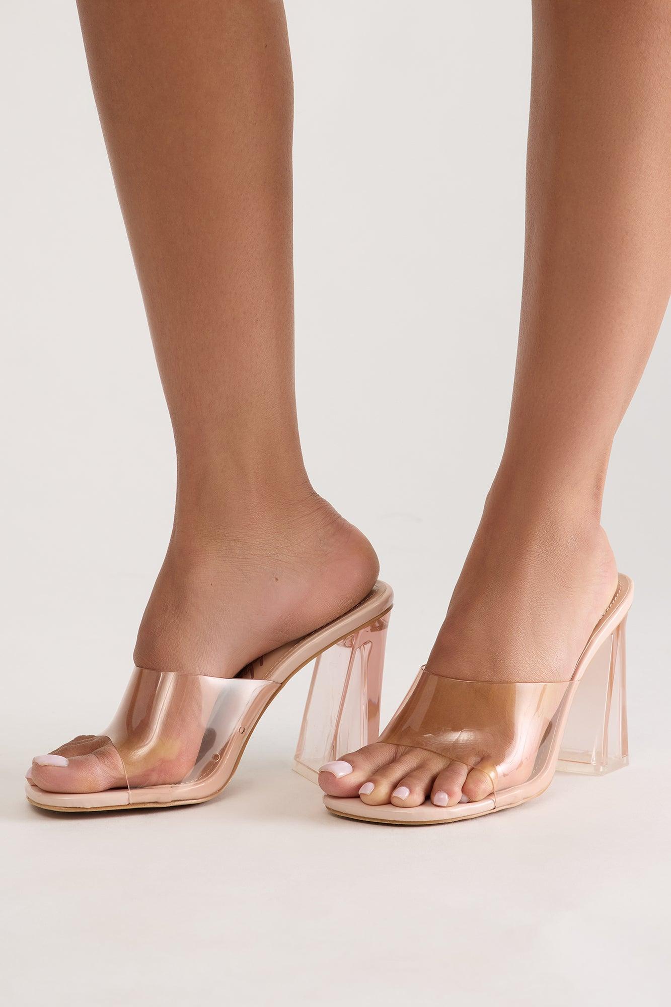 Lynnett Clear Block Heel Mules - Clear Female Product Image