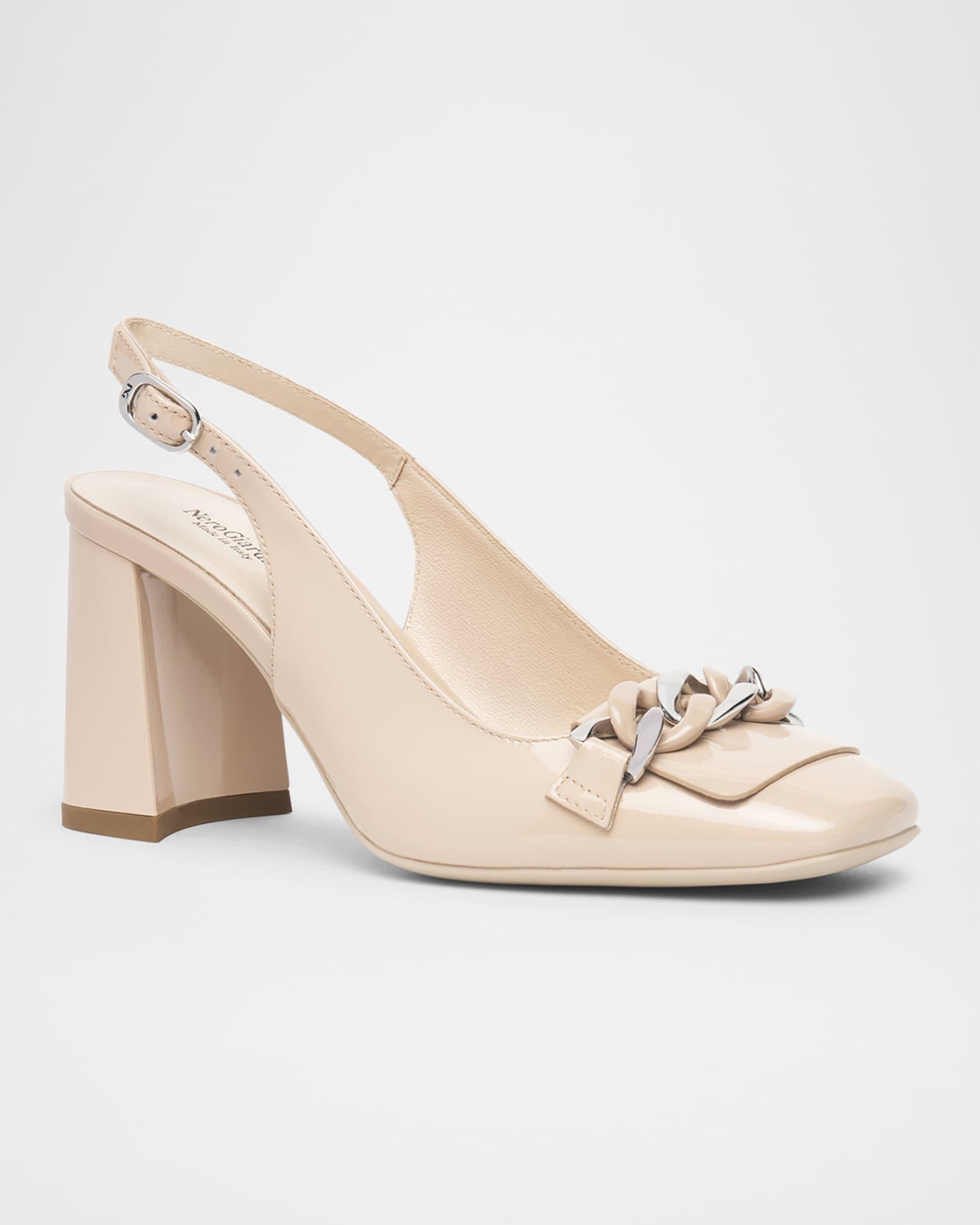 Patent Leather Chain Slingback Pumps Product Image