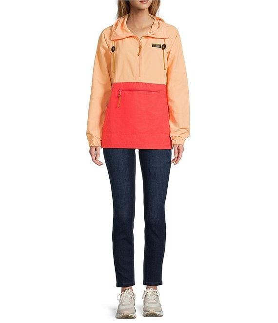L.L.Bean Mountain Classic Color Block Hooded Kangaroo Pocket Weather Resistant Anorak Jacket Product Image