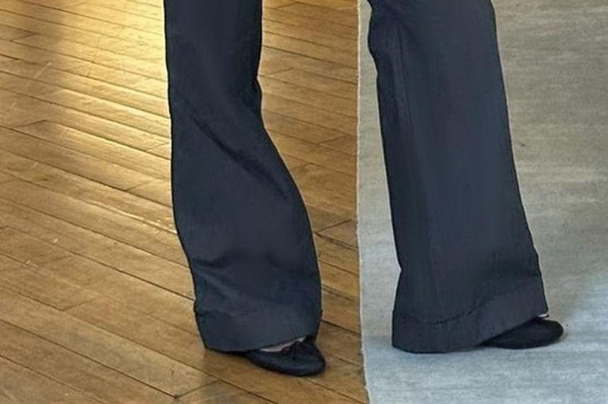 Low Waist Plain Straight-Fit Boot-Cut Pants Product Image