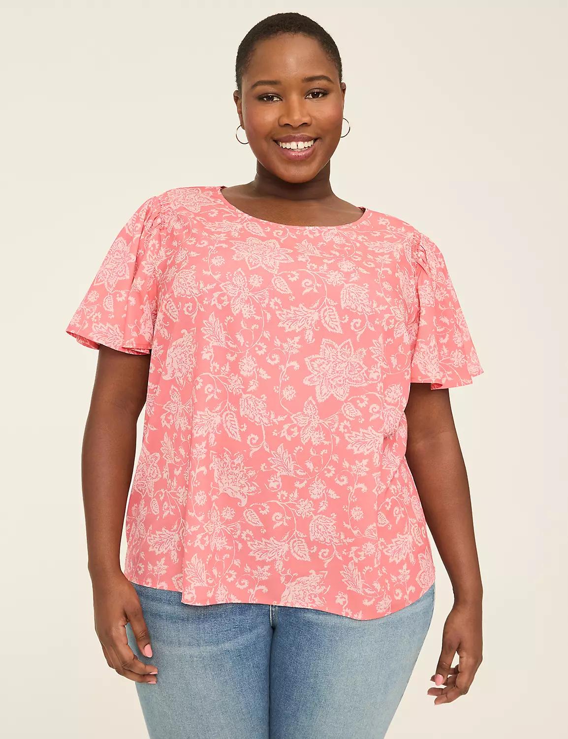 Flutter-Sleeve Smocked-Shoulder Top Product Image