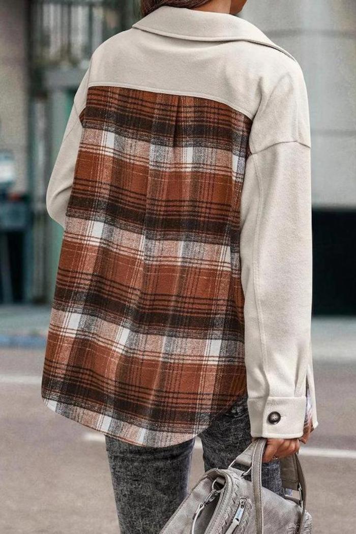 Fleece Plaid Shirt Jacket Shacket Product Image