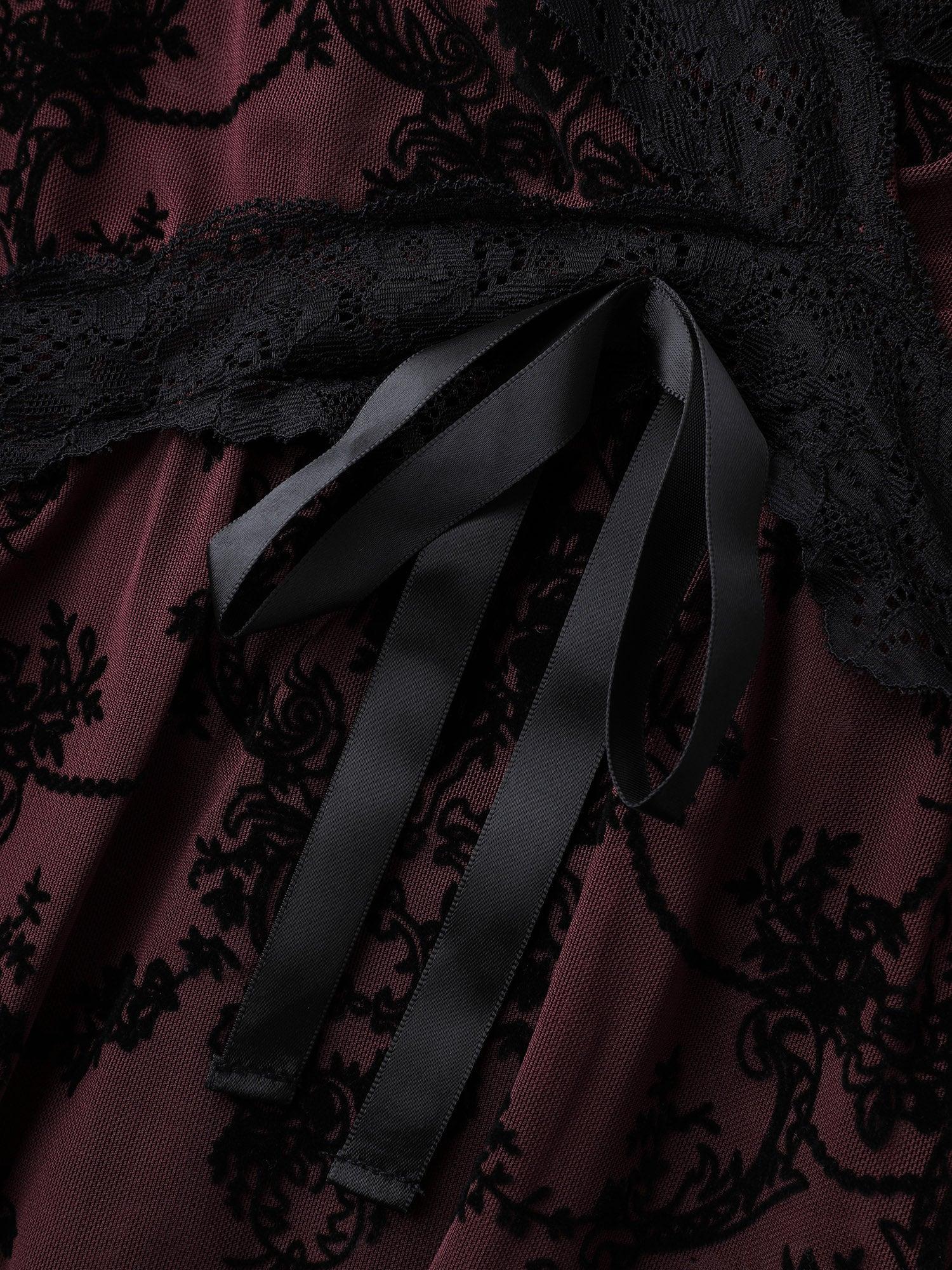 Lace Trim Textured Sheer Sleep Dress Female Product Image