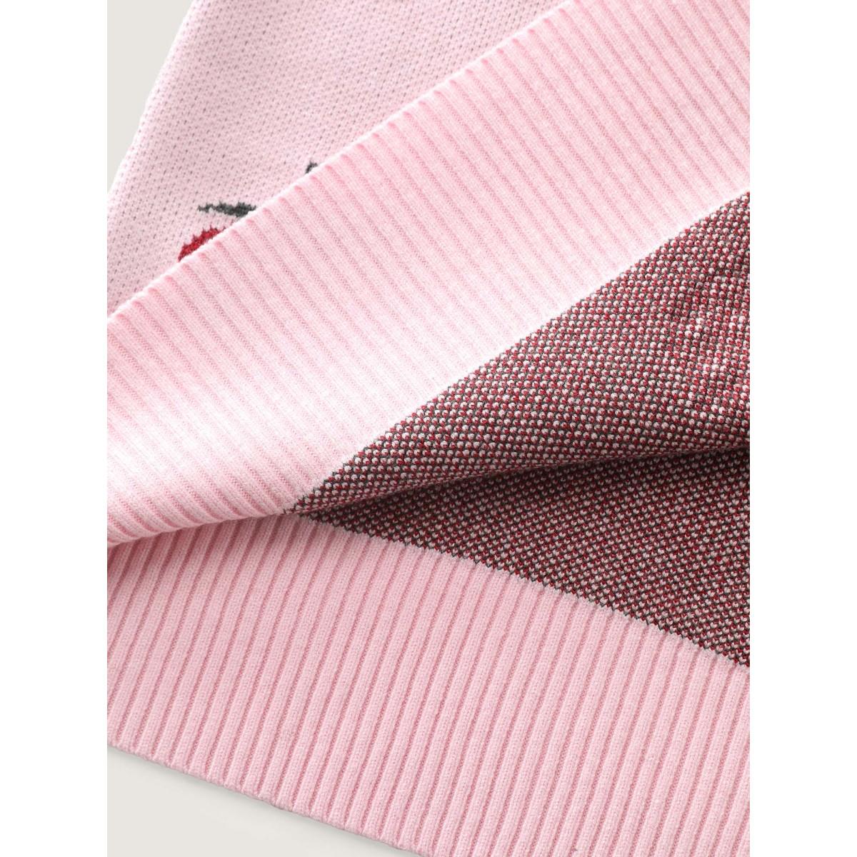 Plus Size Strawberry Pattern Button-Front Knit Cardigan Blush Women Playful Loose Long Sleeve Casual Cardigans BloomChic 12/L Product Image