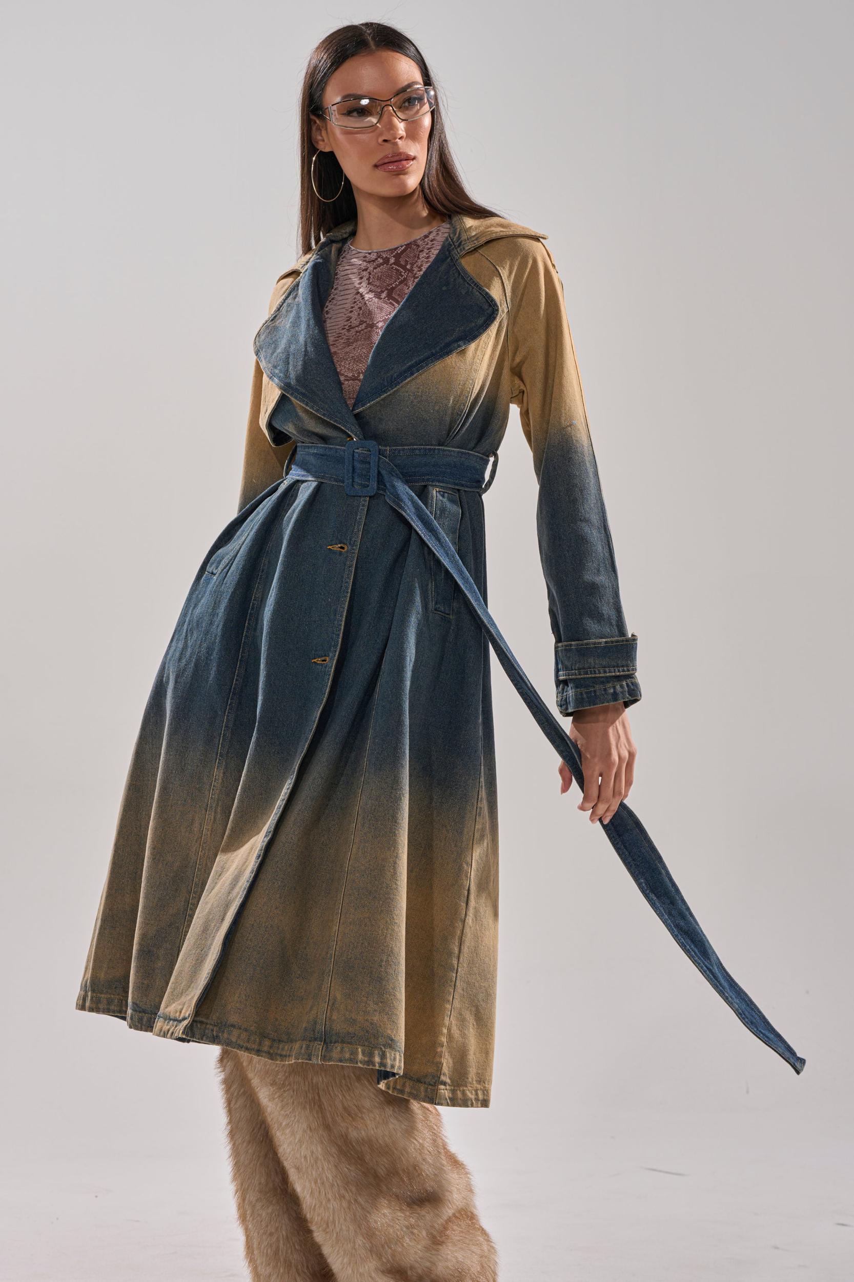 ACID WASHED DENIM TRENCH Product Image