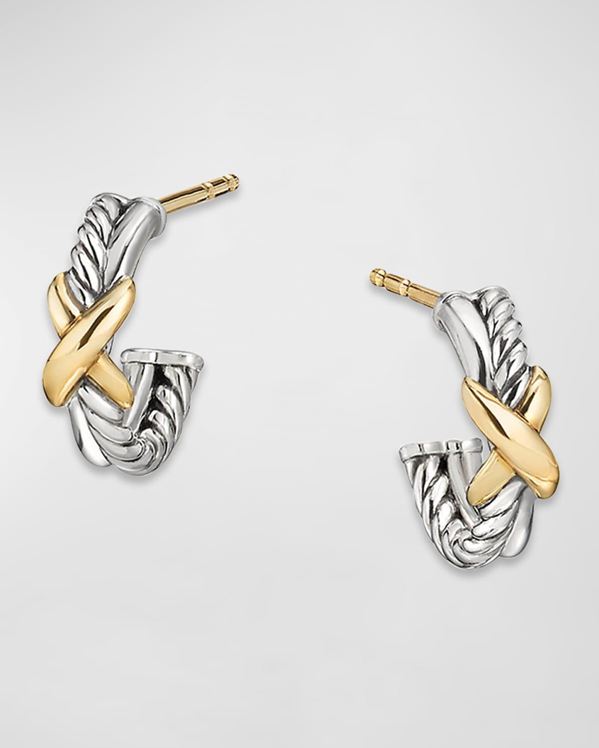 David Yurman Sterling Silver & 18K Yellow Gold Petite X Mini Hoop Earrings Product Image