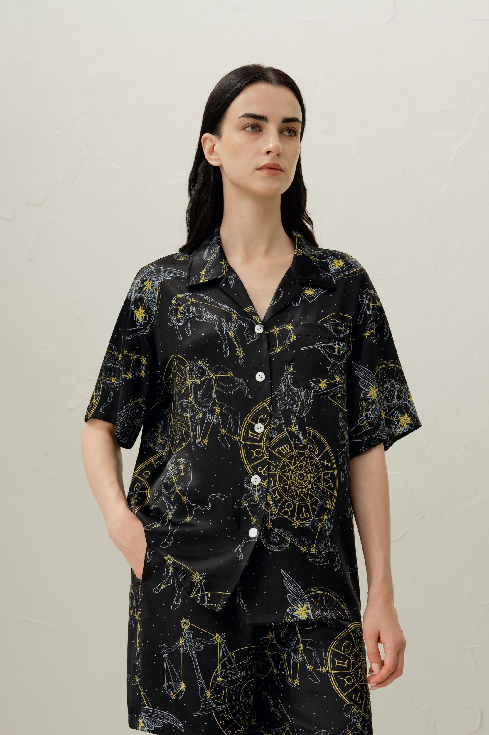 Virgo Zodiac Silk Pajama Short Set Product Image