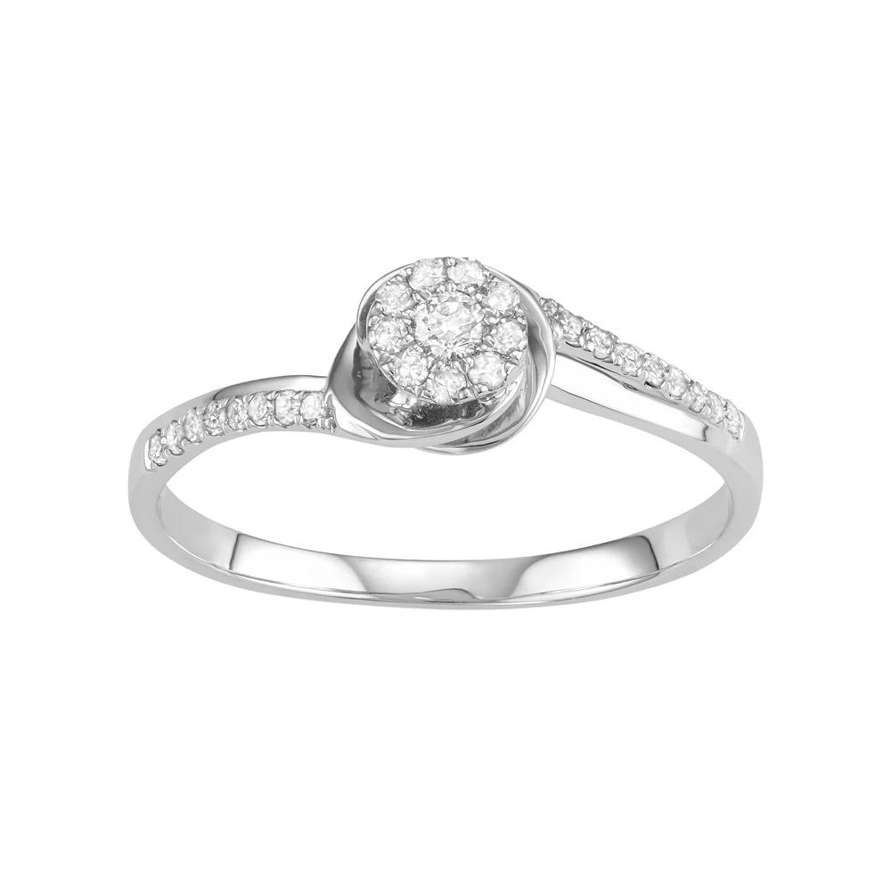 10k White Gold 1/5 Carat T.W. Diamond Bypass Engagement Ring, Women's, Size: 9 Product Image