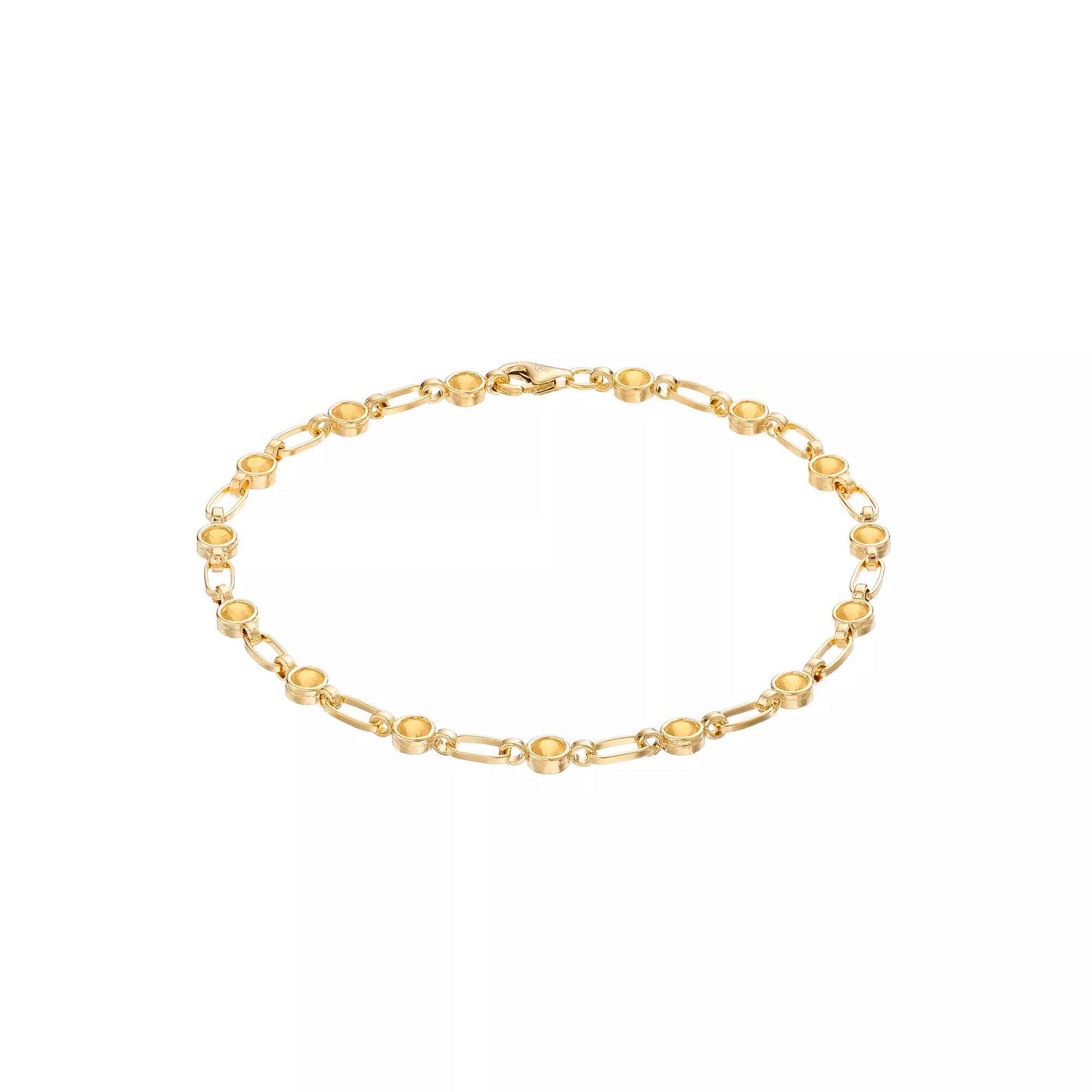 Womens Kristen Kesho Kristen Kesho, Sterling Silver Lab-Created Yellow Sapphire Tennis Bracelet, Women's, Size: 7.5", Gold Tone Product Image