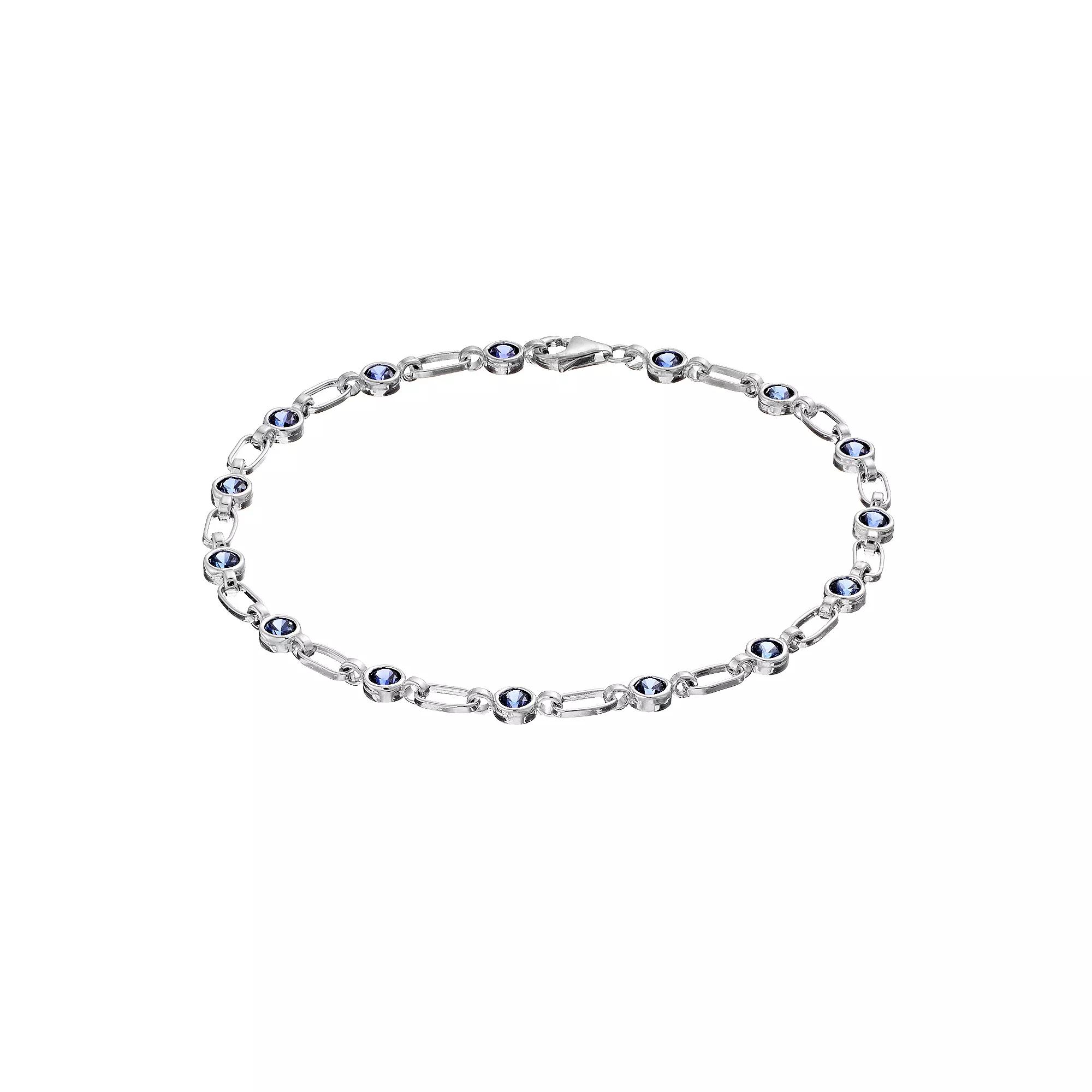 Kristen Kesho Sterling Silver Lab-Created Sapphire Tennis Bracelet, Women's, Size: 7.25" Product Image
