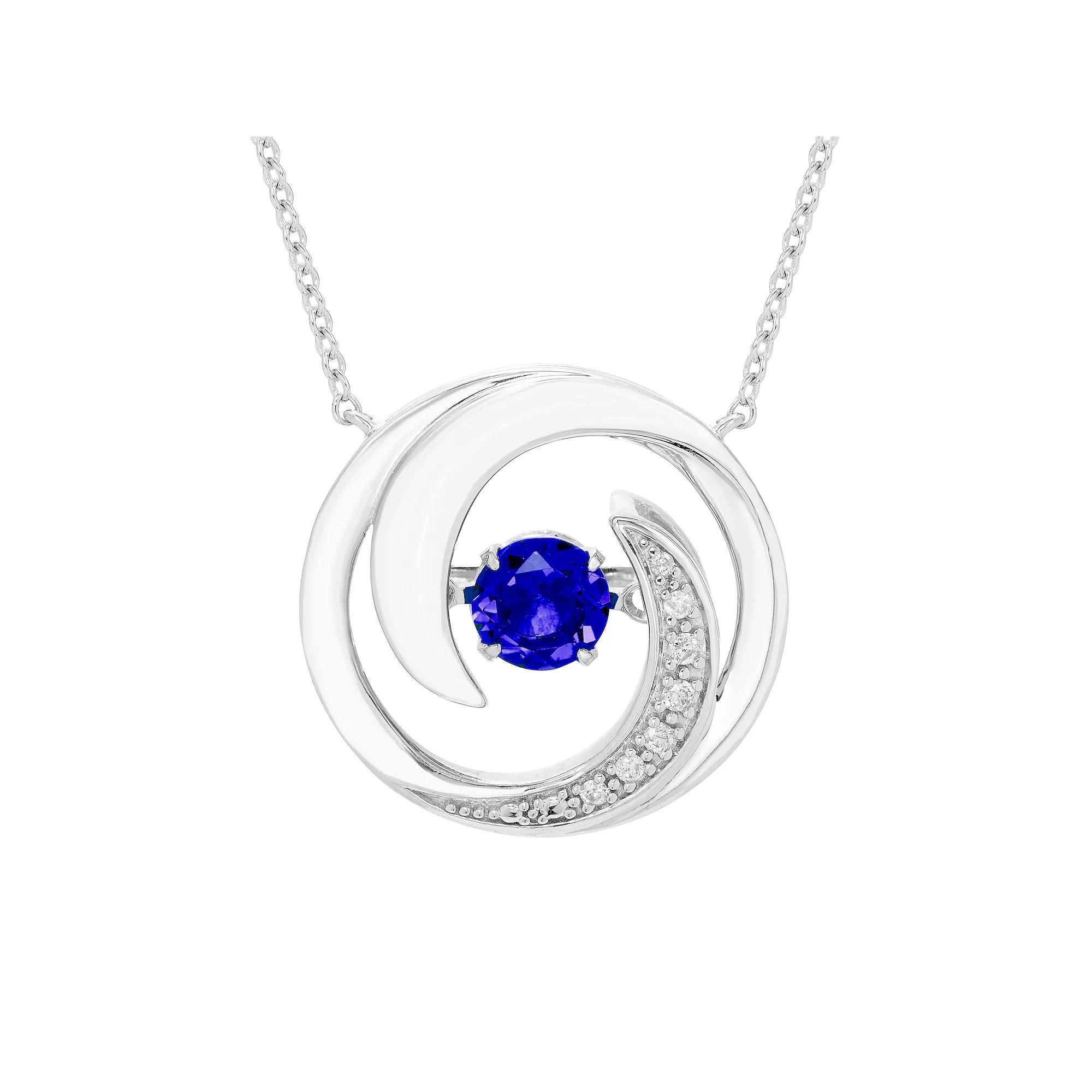 Boston Bay Diamonds Brilliance in Motion Sterling Silver Lab-Created Sapphire & Diamond Accent Swirl Necklace, Women's, Size: 18-20" ADJ Product Image