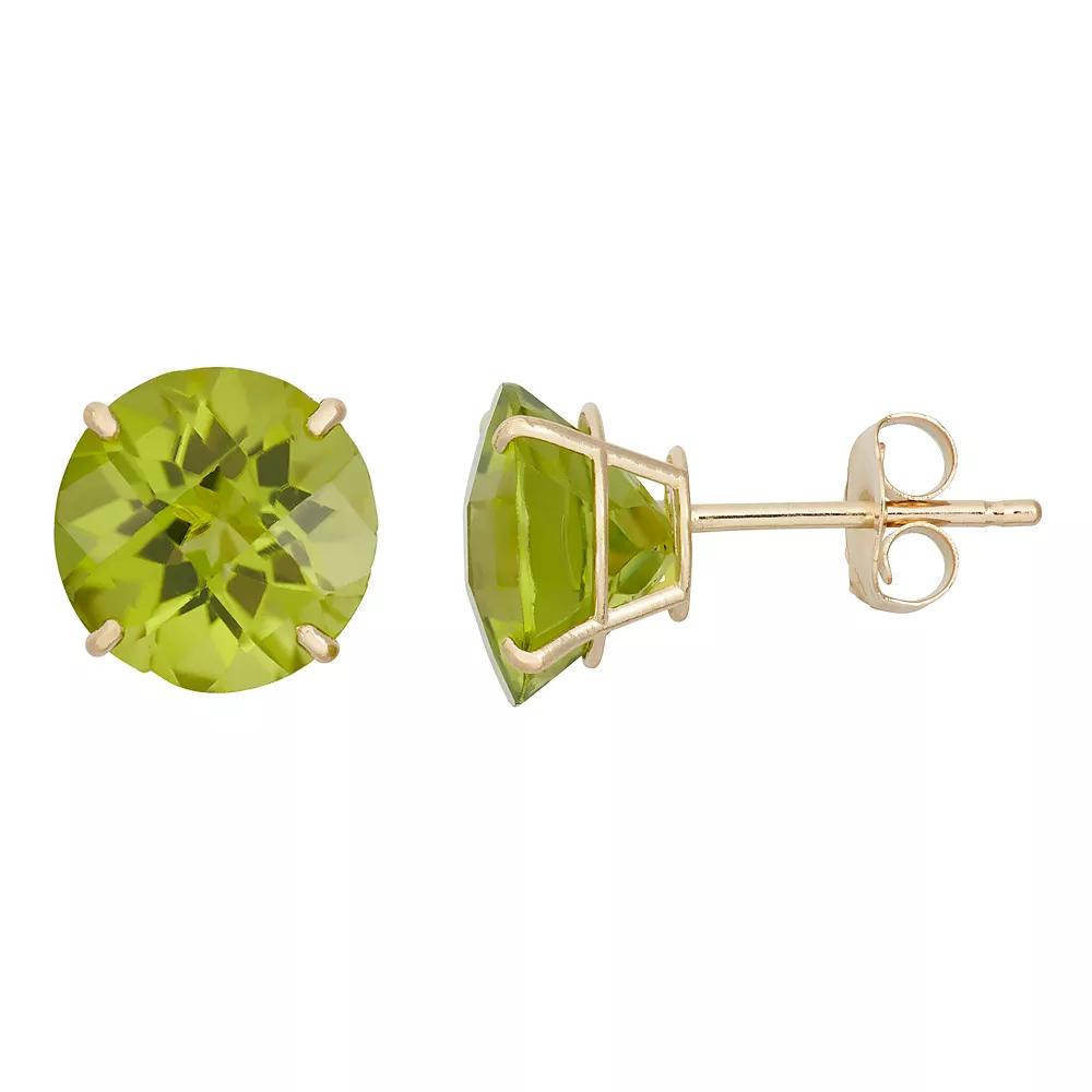 Peridot 10k White Gold Stud Earrings, Women's, Green Product Image