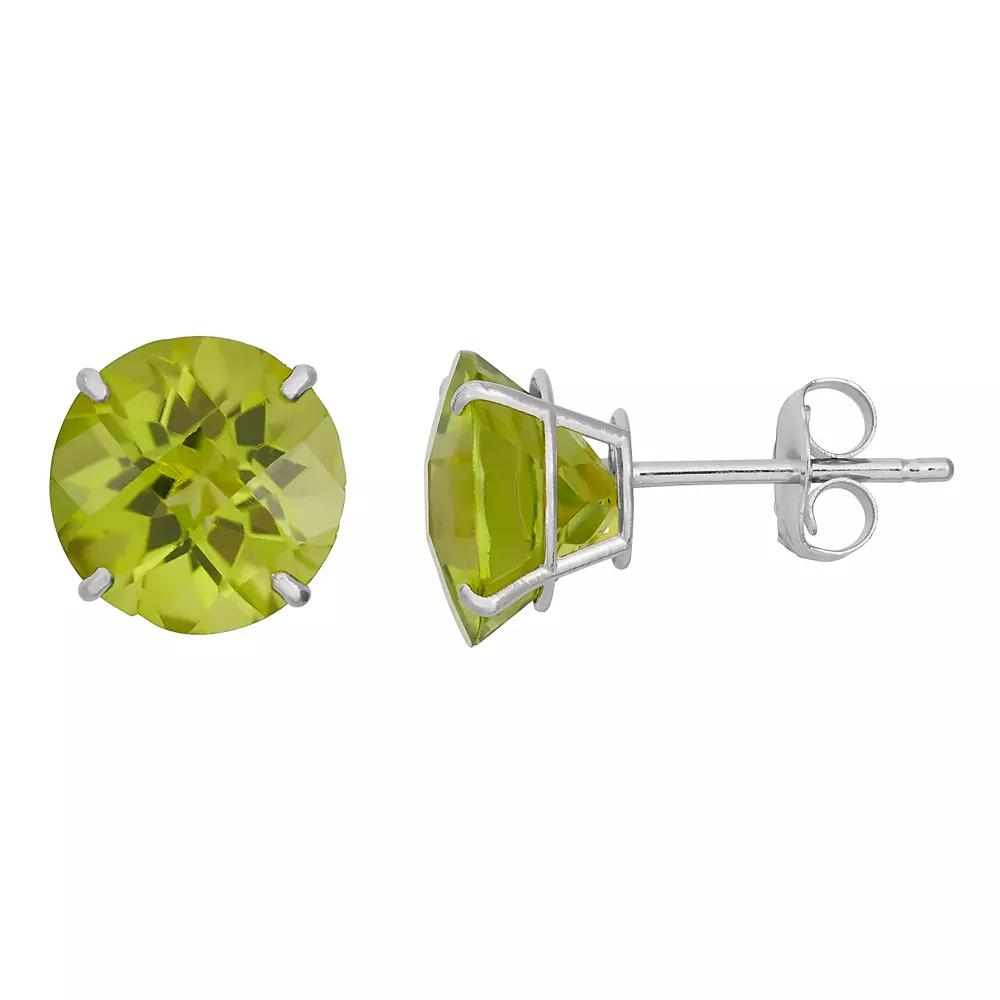 Peridot 10k White Gold Stud Earrings, Women's, Green Product Image