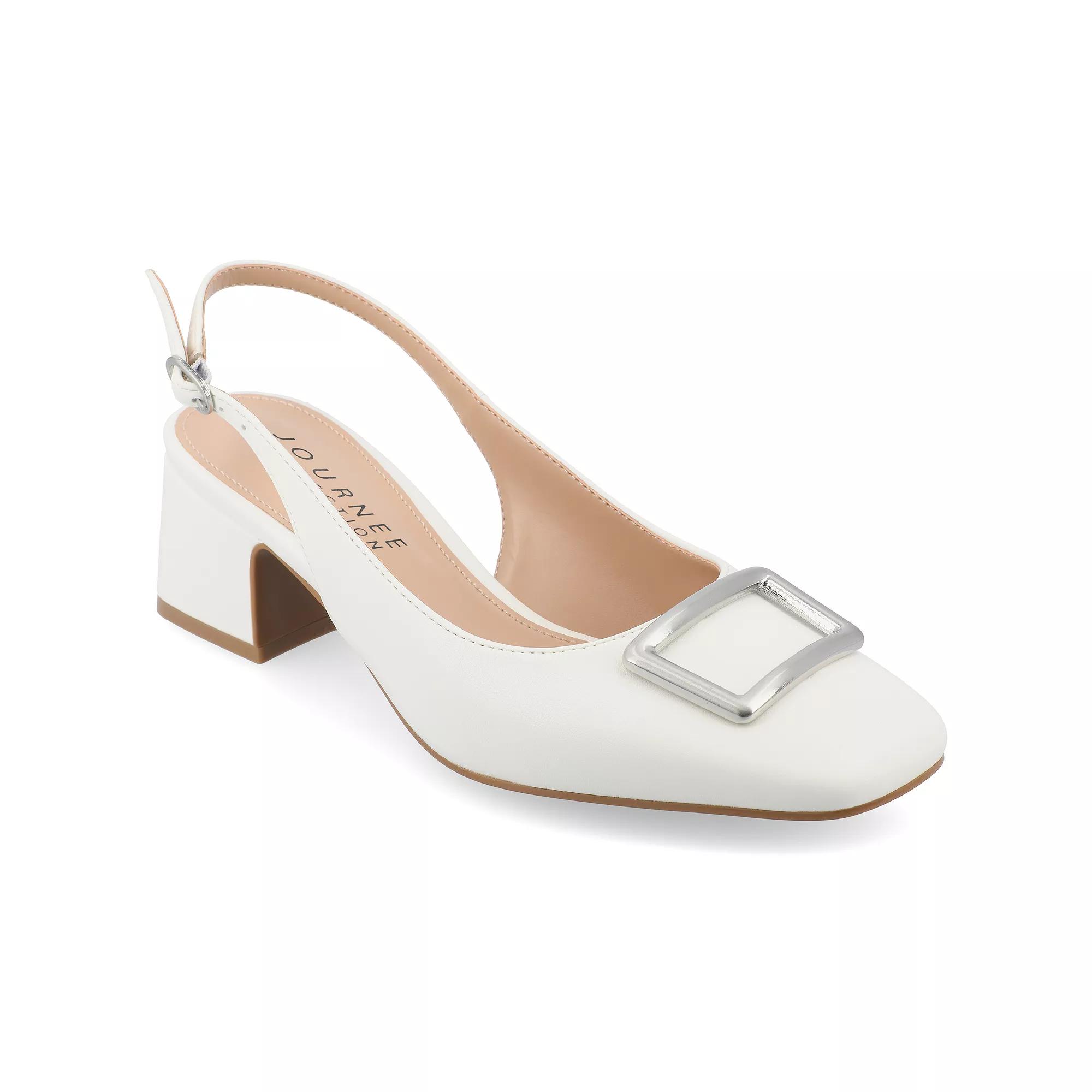 Journee Everlee Women's Sling Back Square Toe Pumps,  Product Image
