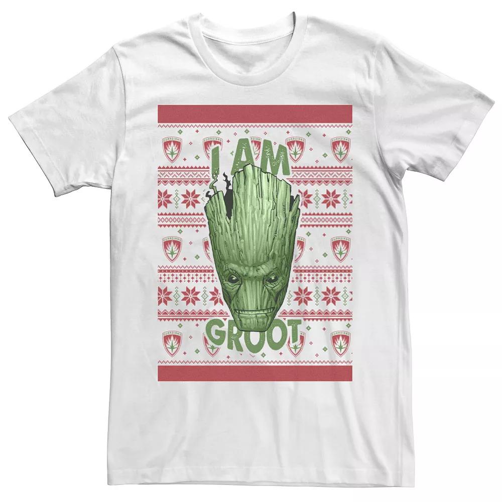 Men's Marvel Groot Ugly Christmas Sweater Short Sleeve Tee,  Product Image