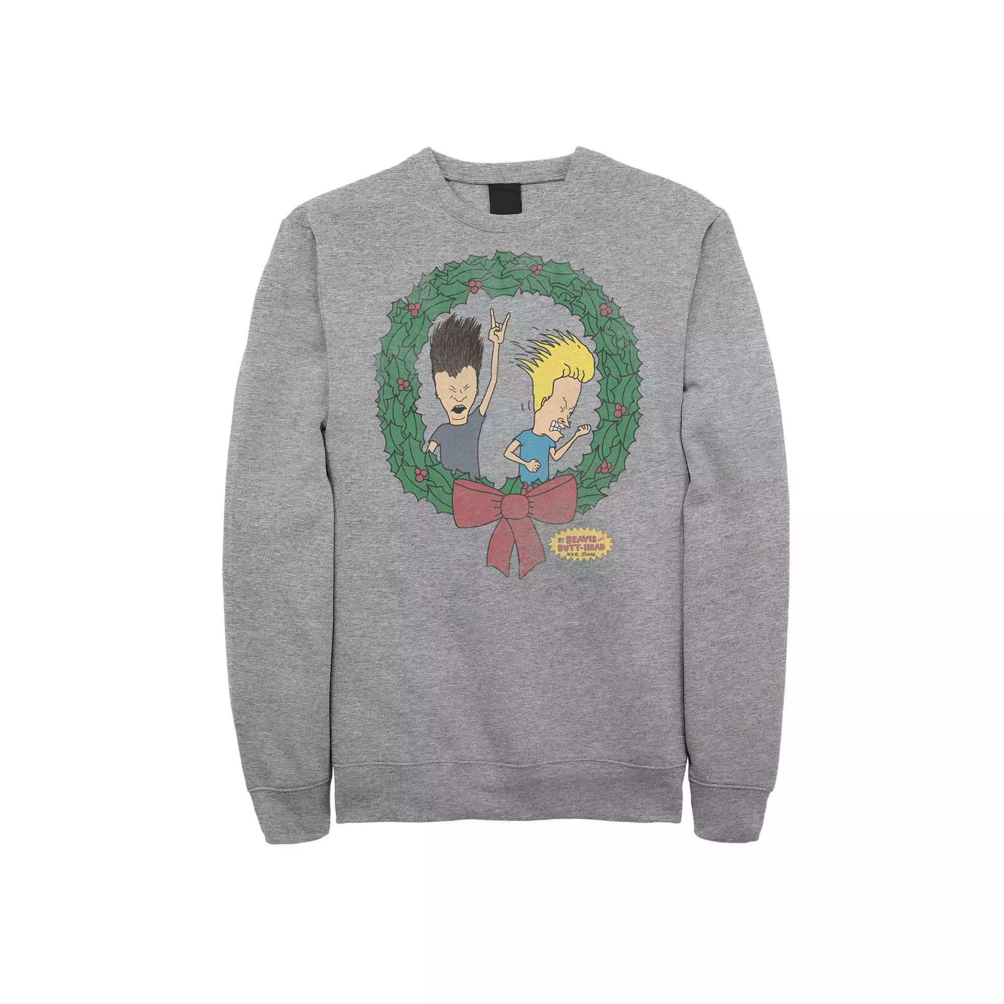 Men's Beavis And Butthead Christmas Wreath Fleece,  Product Image