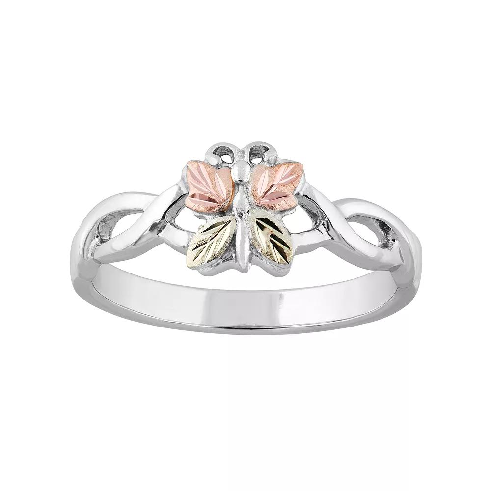 Black Hills Gold Tri-Tone Butterfly Ring in Sterling Silver, Womens Product Image