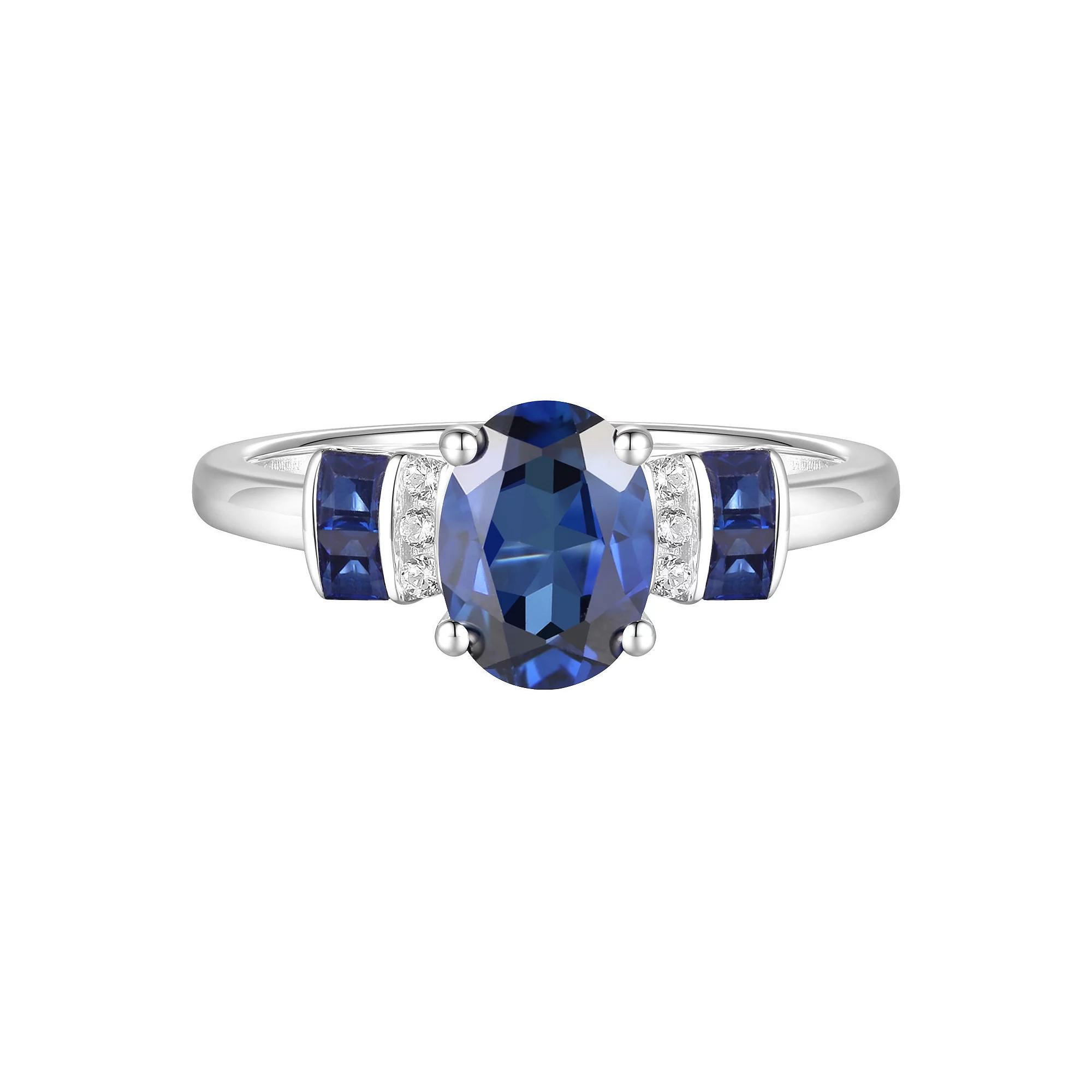 Sterling Silver Lab-Created Blue & White Sapphire Ring, Women's, Size: 7 Product Image