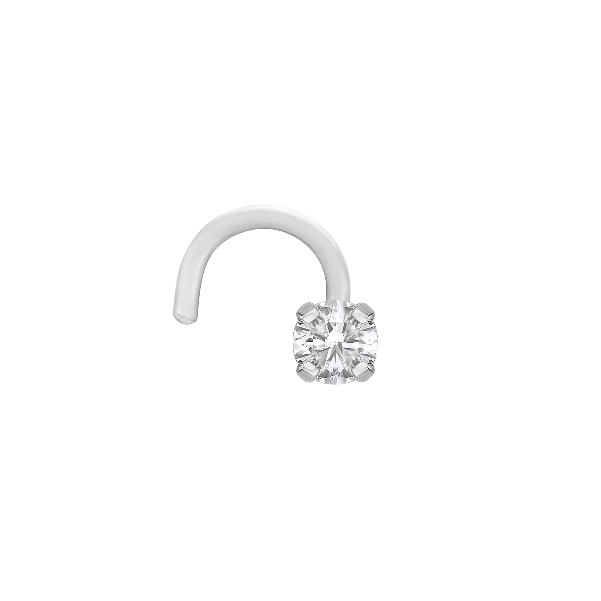 Lila Moon 14k White Gold Curved Diamond Accent Nose Stud, Women's, 14k Whgold Product Image