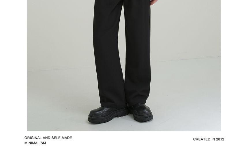 High Waist Plain Straight Leg Pants Product Image