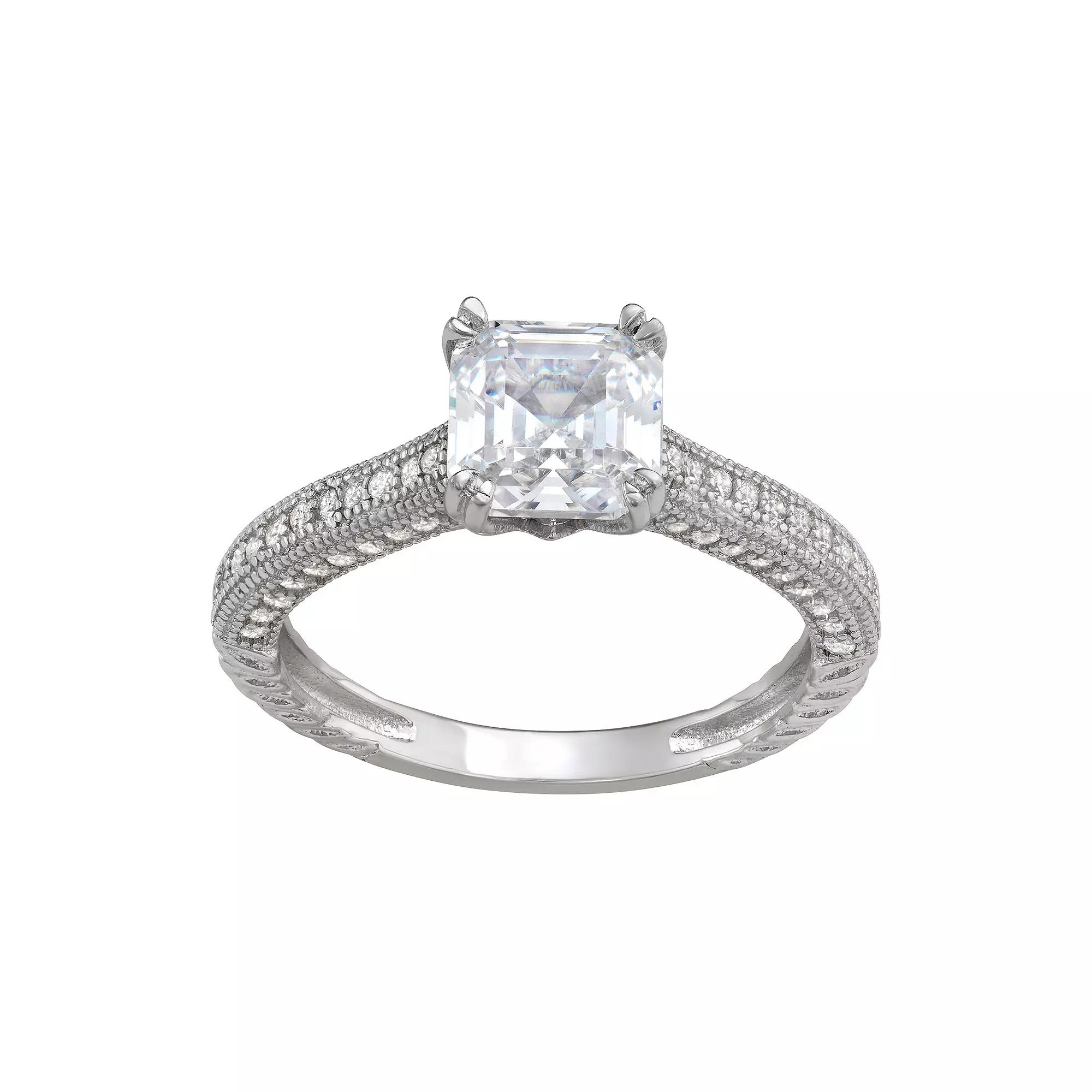 Contessa Di Capri Sterling Silver Asscher Cut Cubic Zirconia Ring, Women's, Size: 8 Product Image