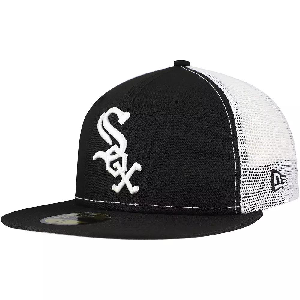 Men's New Era Black Chicago White Sox Team Color 59FIFTY Trucker Fitted Hat, Size: 7 1/2 Product Image