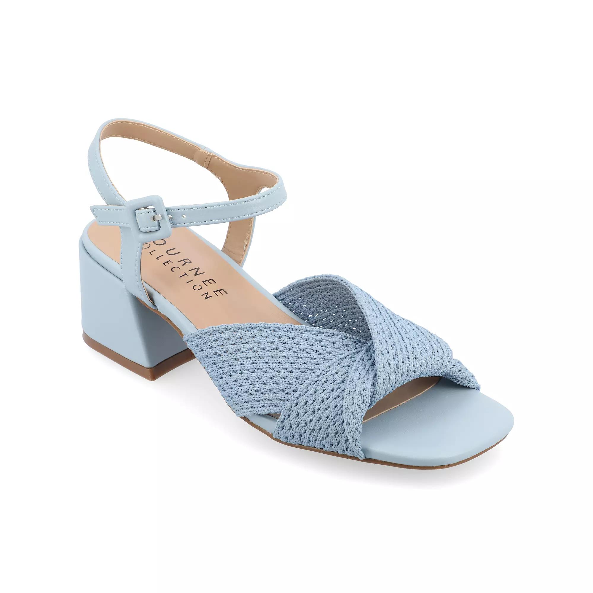 Journee Zerlina Women's Tru Comfort Foam Knit Block Heel Sandals, Size: 9, Blue Product Image