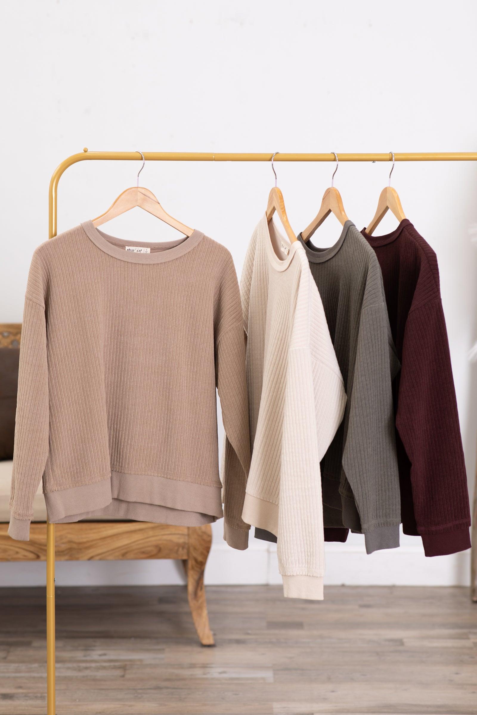 Oversized Soft Textured Long Sleeve Knit Top Product Image