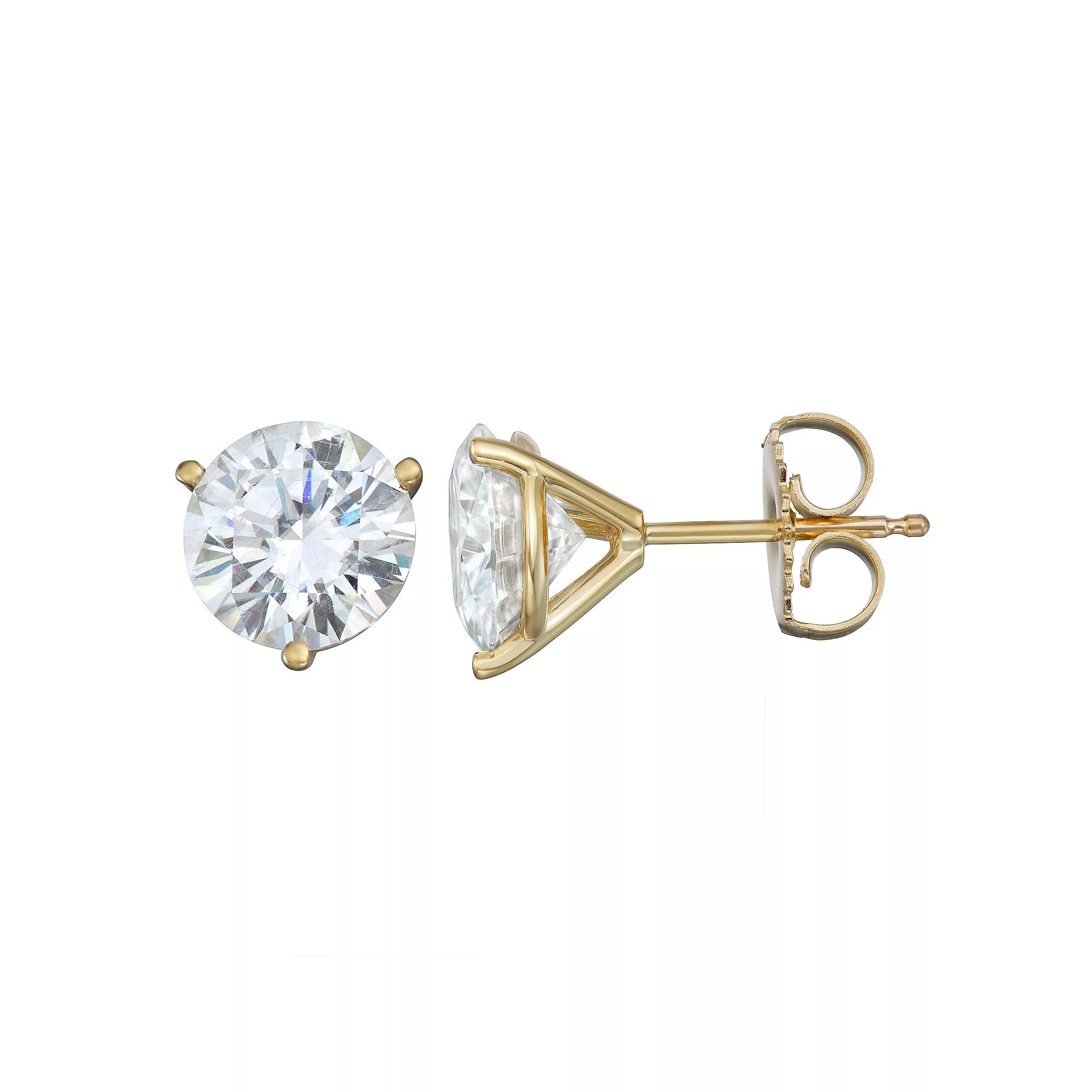 Charles & Colvard 14k White Gold 3 Carat T.W. Lab-Created Moissanite Stud Earrings, Women's Product Image