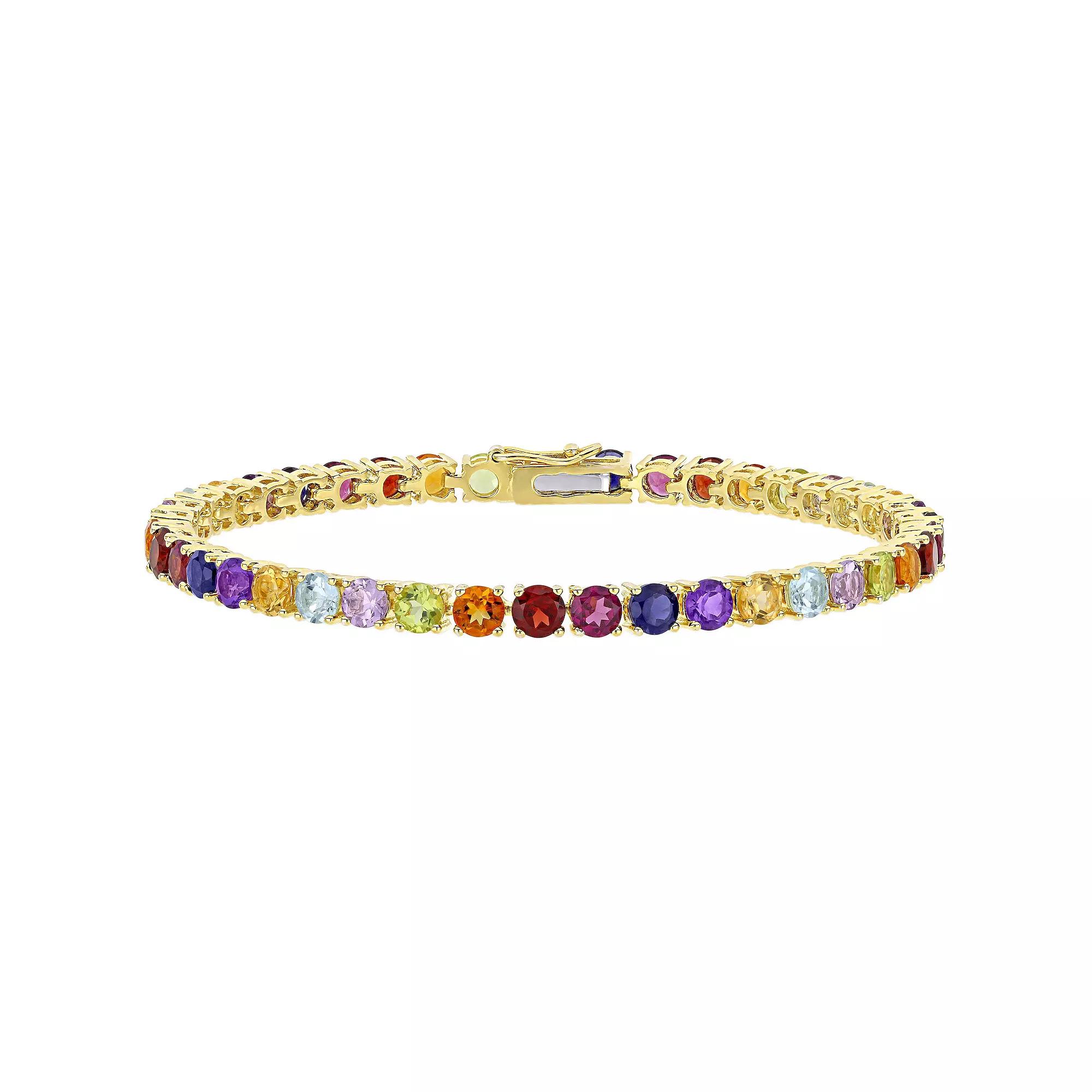 Stella Grace 18k Gold Over Silver Multi-Gemstone Tennis Bracelet, Women's, Size: 7.25", Gold Tone Product Image